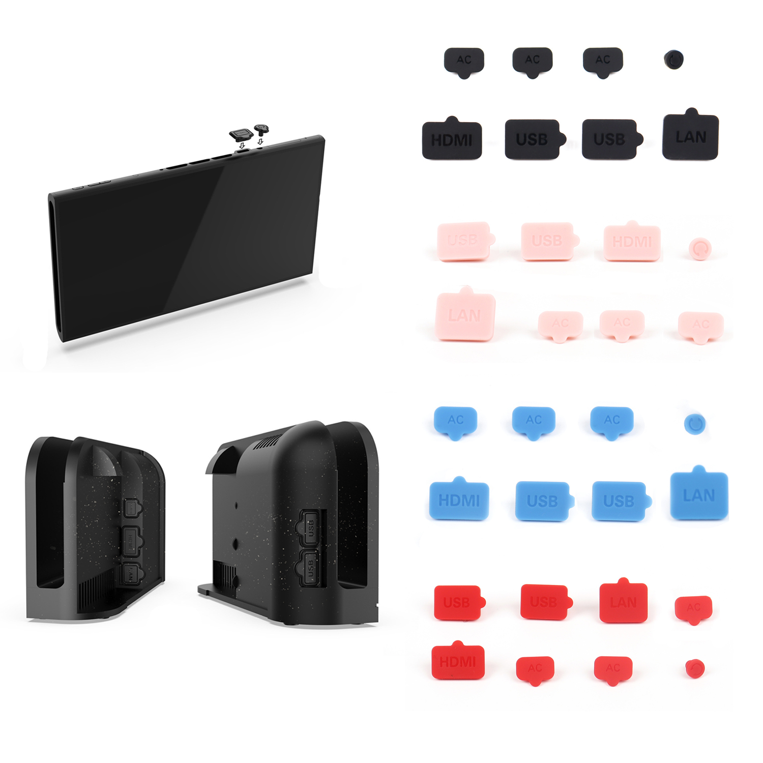 Nintendo Console Switch Oled - Anti-stofstekker Siliconen USB HDMI Type C