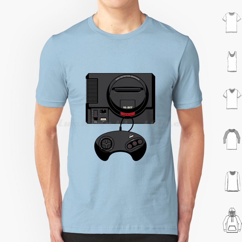Gaming Console Genesis - Retro Zwart 16-Bit T-shirt Mannen Vrouwen