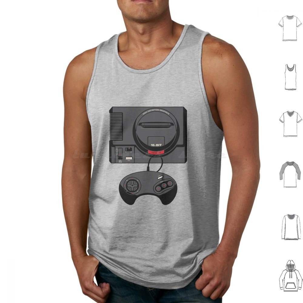 Gaming Console Genesis - Retro Zwart 16-Bit Tank Tops Print