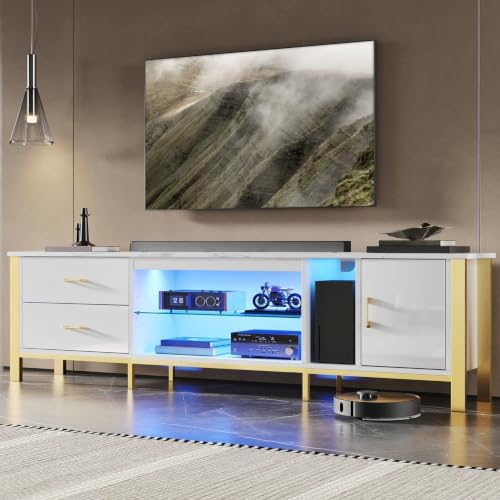 Gaming Console Entertainment Center - TV-standaard voor 75/80/85 inch tv's, LED-gaming-entertainmentcentrum,