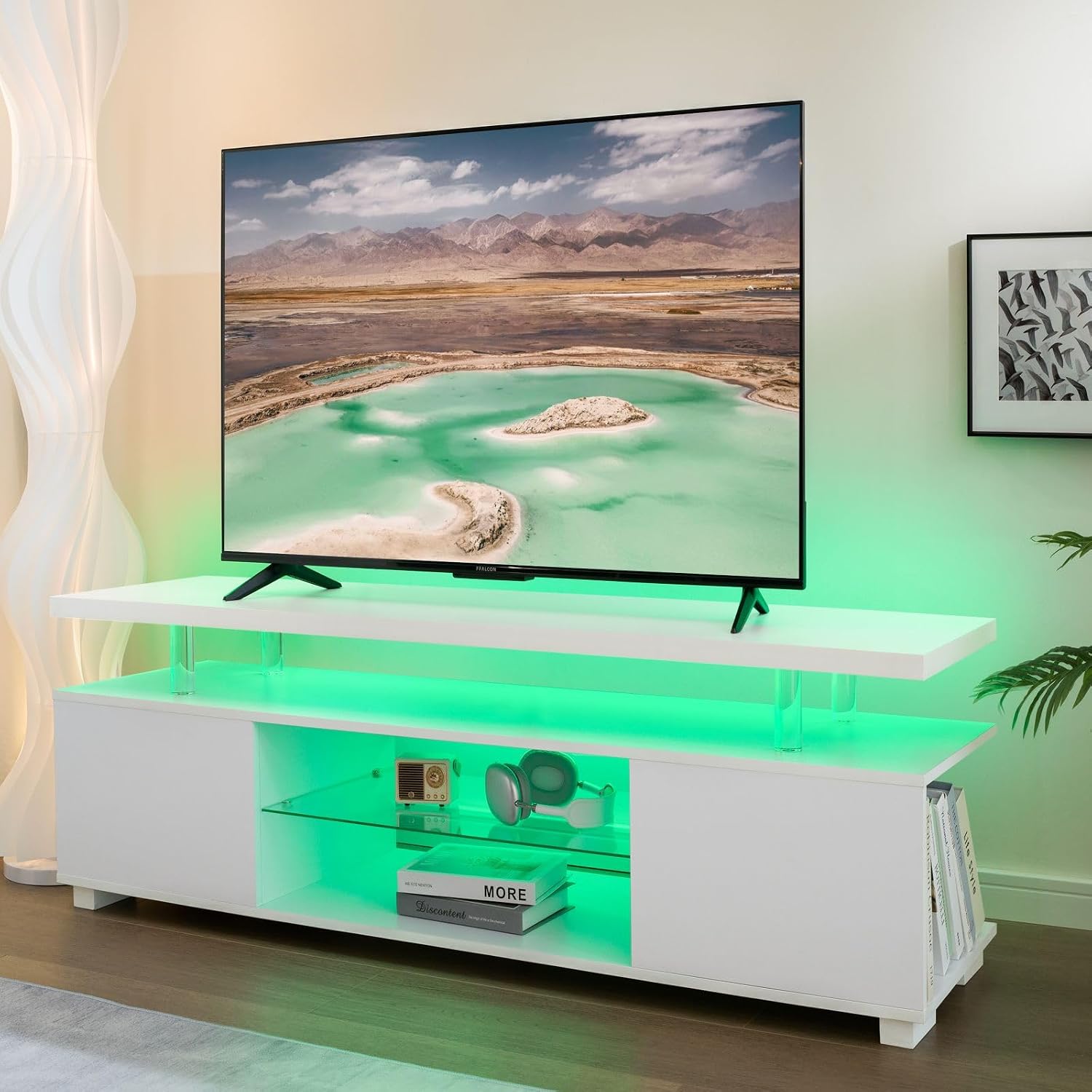 Witte LED TV-standaard, entert - Gaming Console Entertainment Center recensie en prijs