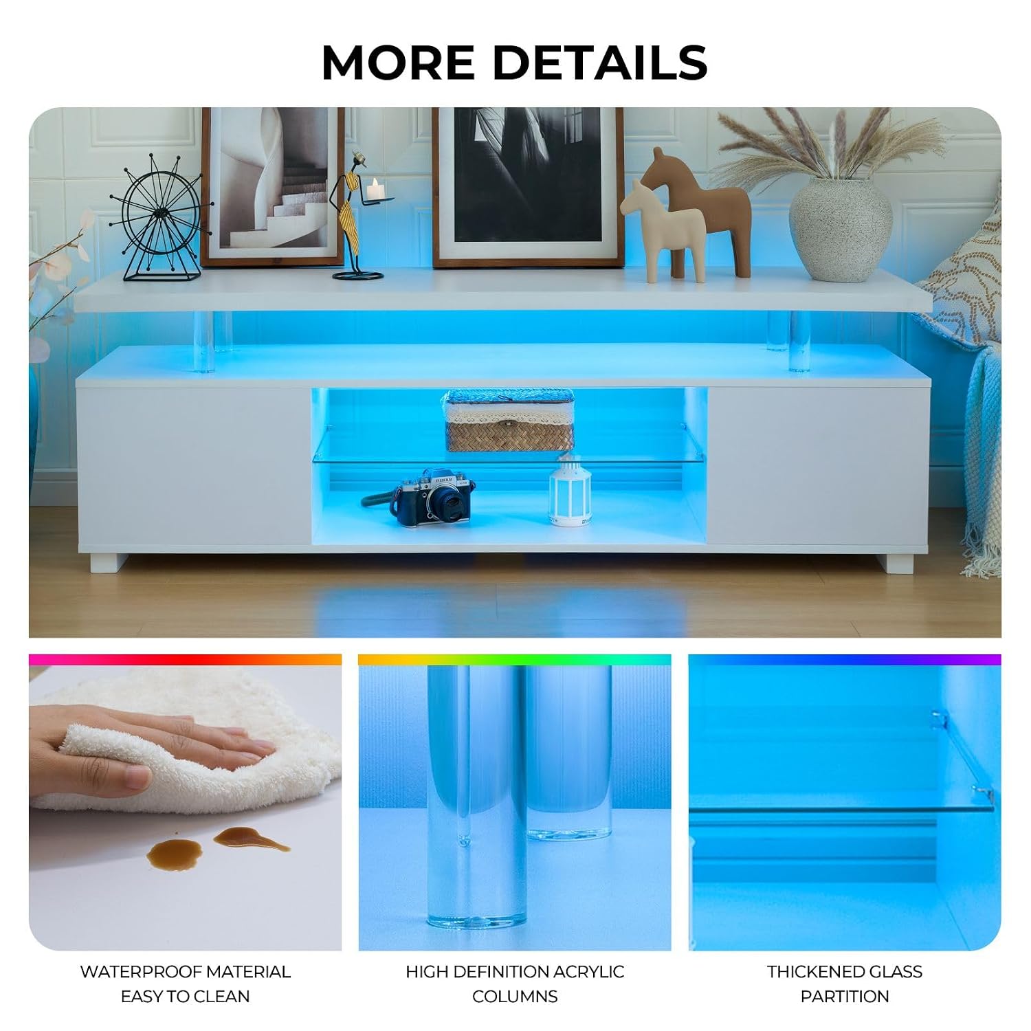 Witte LED TV-standaard, entert - Gaming Console Entertainment Center recensie en prijs