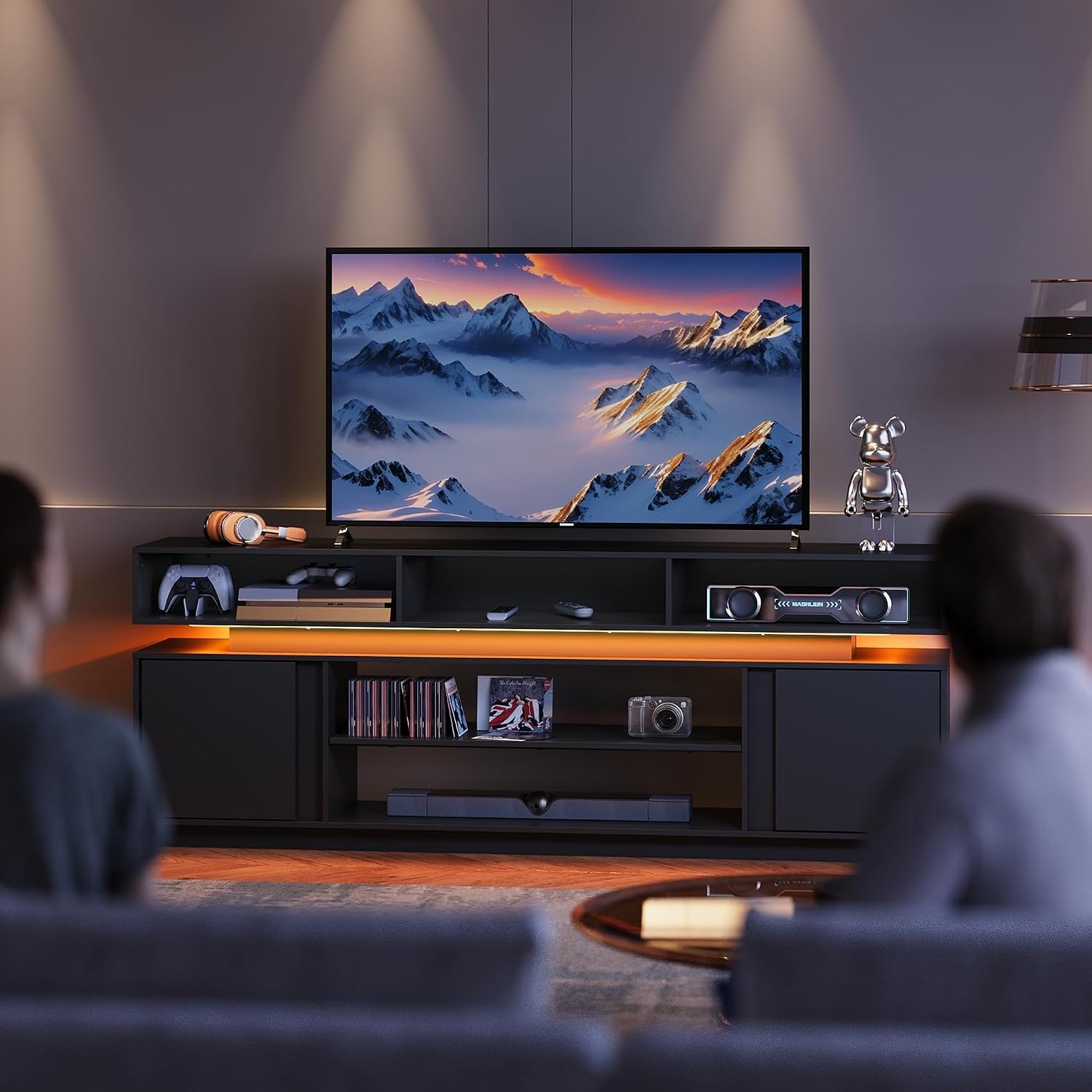 Moderne tv-standaard voor 75 i - Gaming Console Entertainment Center recensie en prijs