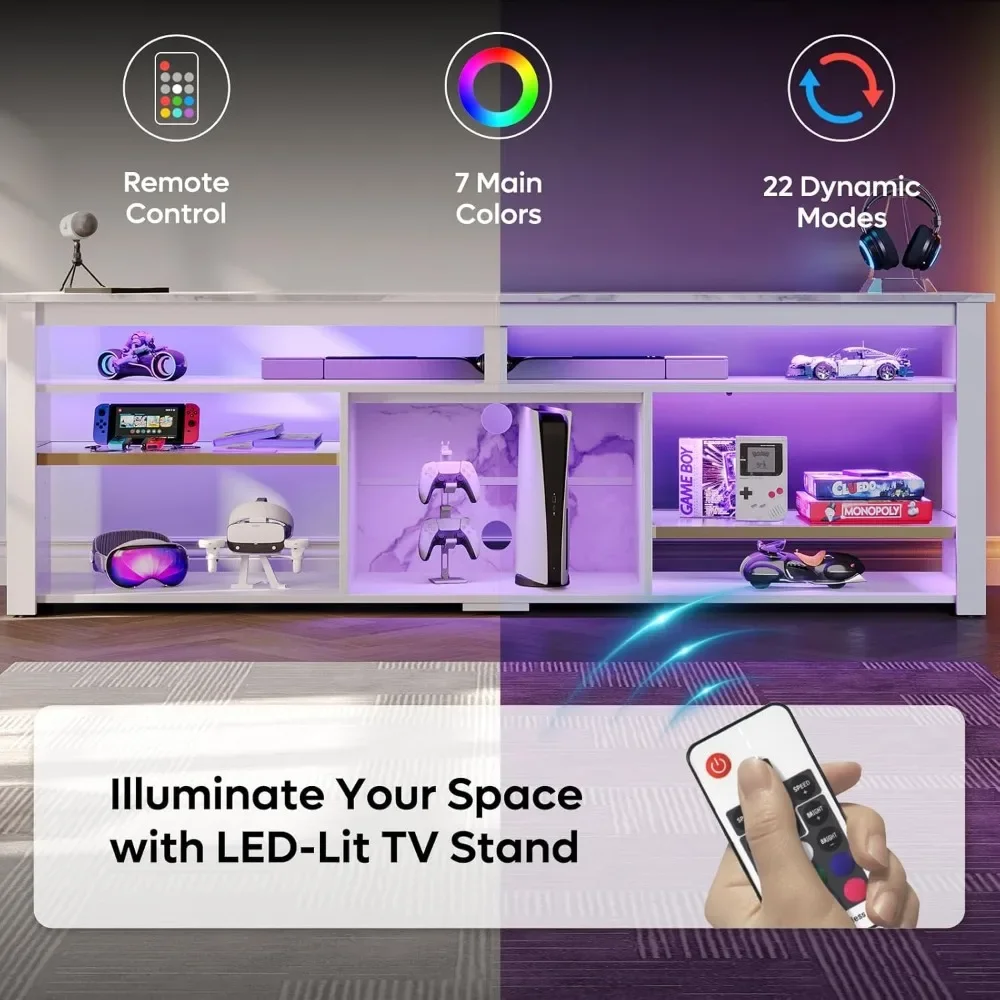 TV-standaard voor 75 inch tv,  - Gaming Console Entertainment Center recensie en prijs