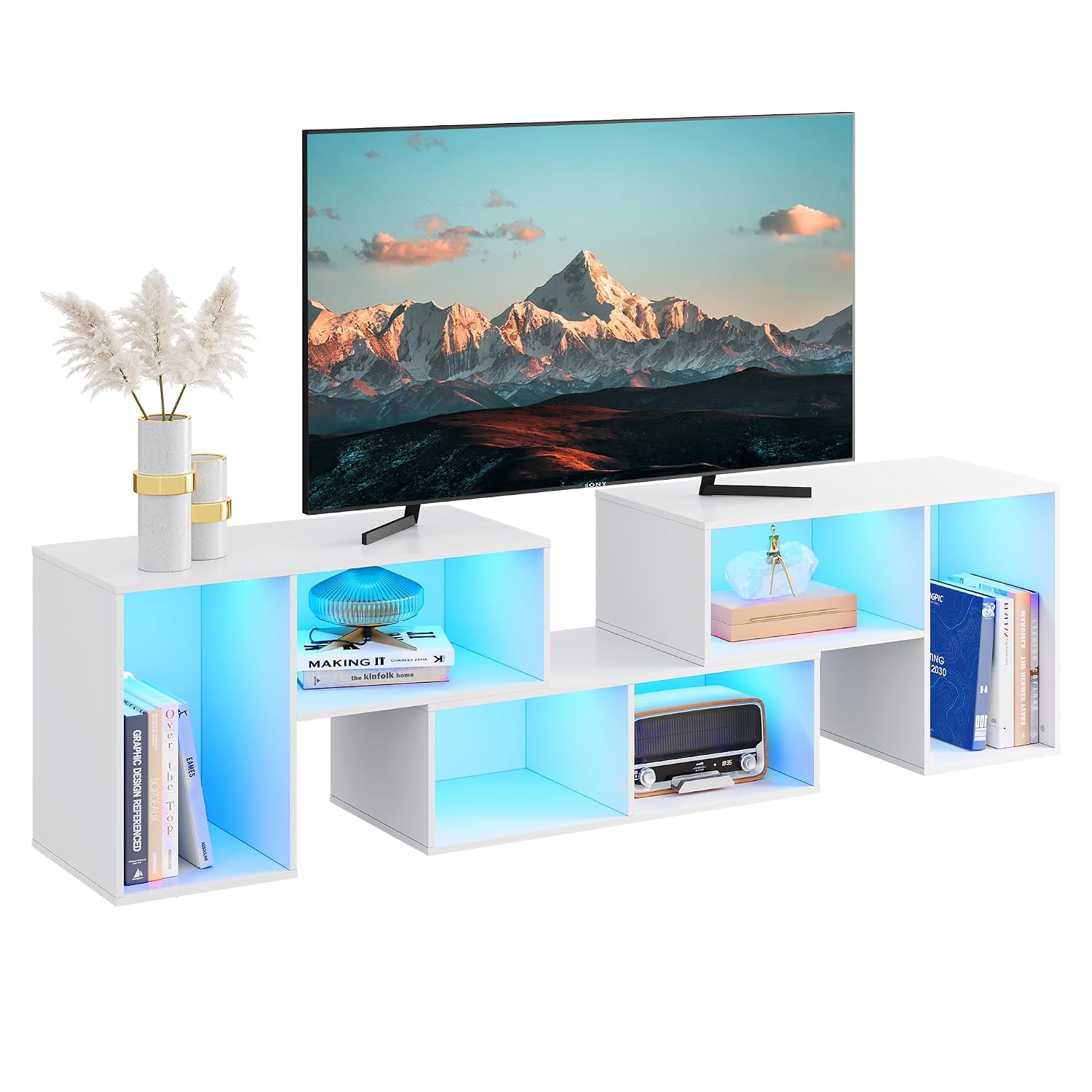 Vormbaar tv-meubel met LED-str - Gaming Console Entertainment Center recensie en prijs