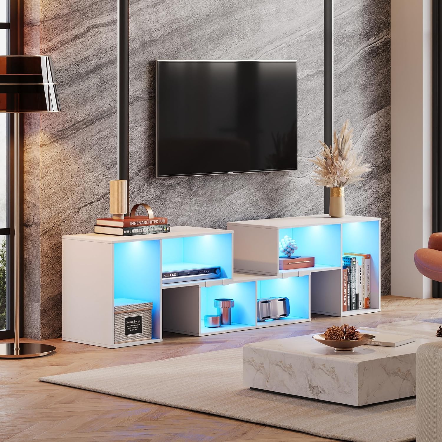 Vormbaar tv-meubel met LED-str - Gaming Console Entertainment Center recensie en prijs