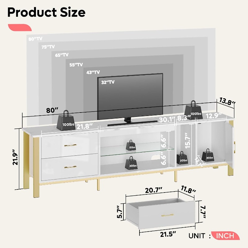 Bestier tv-meubel voor 75/80/8 - Gaming Console Entertainment Center recensie en prijs