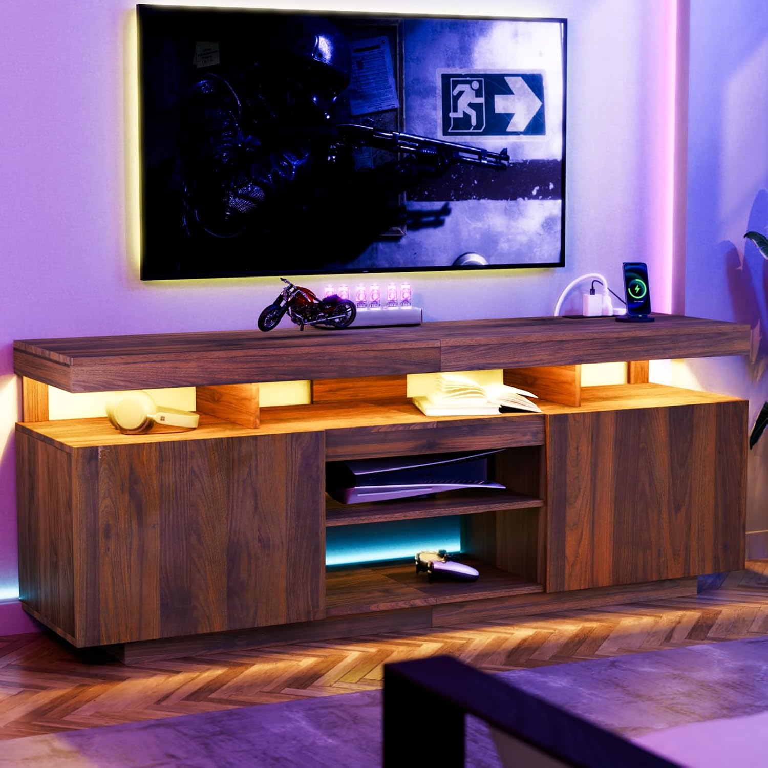 LED-tv-meubel met stopcontacte - Gaming Console Entertainment Center recensie en prijs