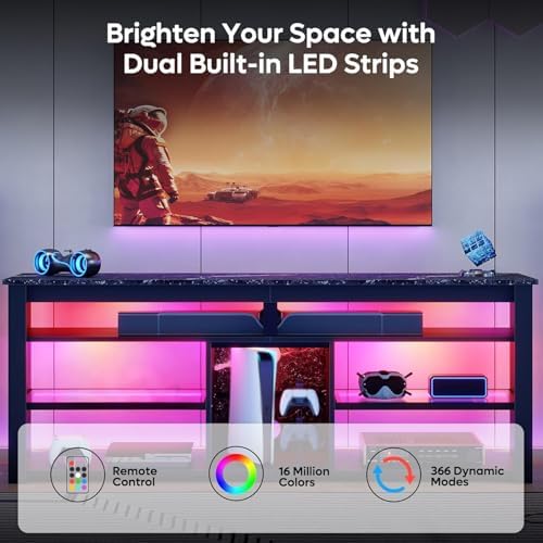 TV-meubel voor 70 inch tv, hoo - Gaming Console Entertainment Center recensie en prijs