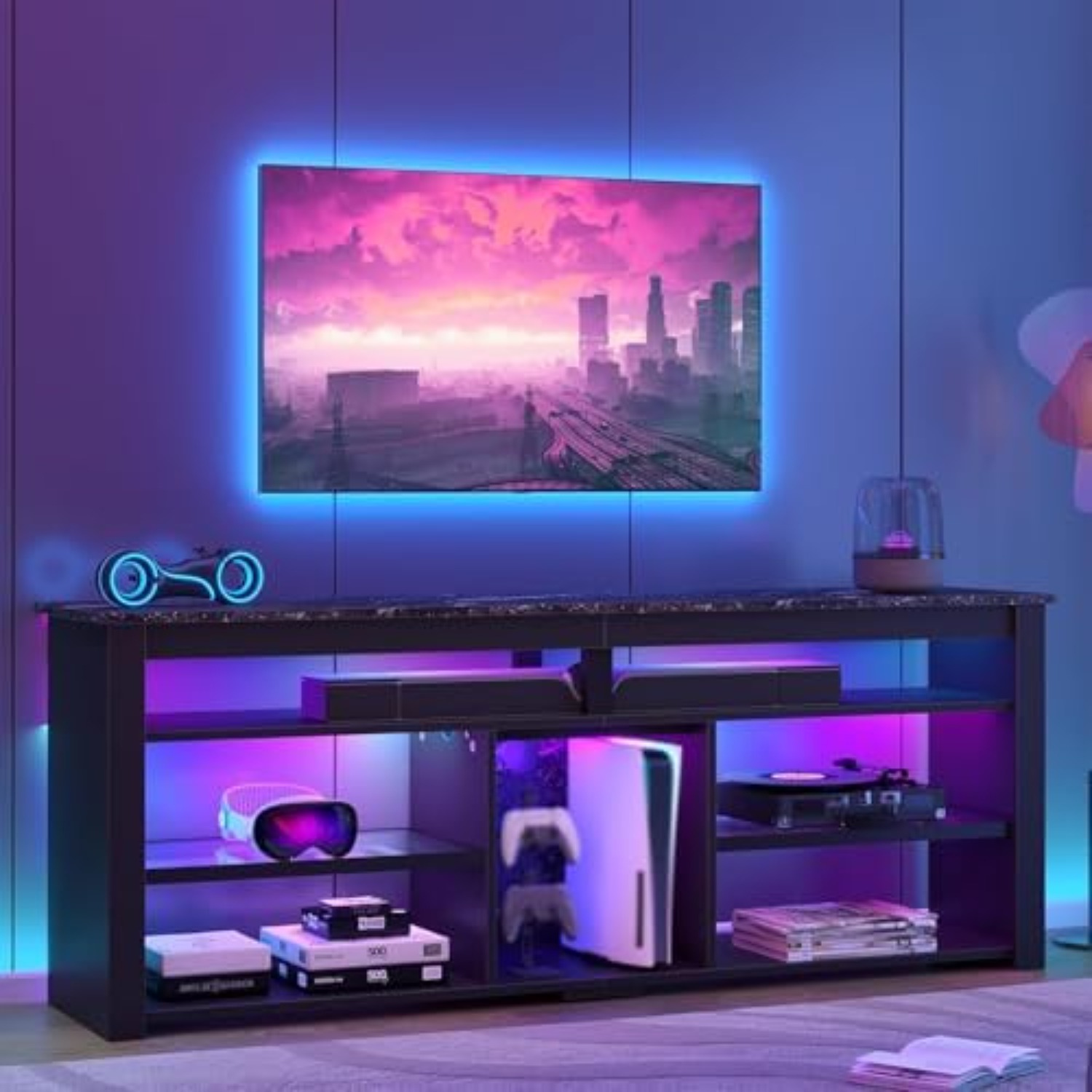 TV-meubel voor 70 inch tv, hoo - Gaming Console Entertainment Center recensie en prijs