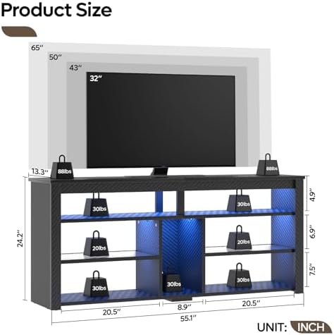 LED hoge tv-standaard, enterta - Gaming Console Entertainment Center recensie en prijs