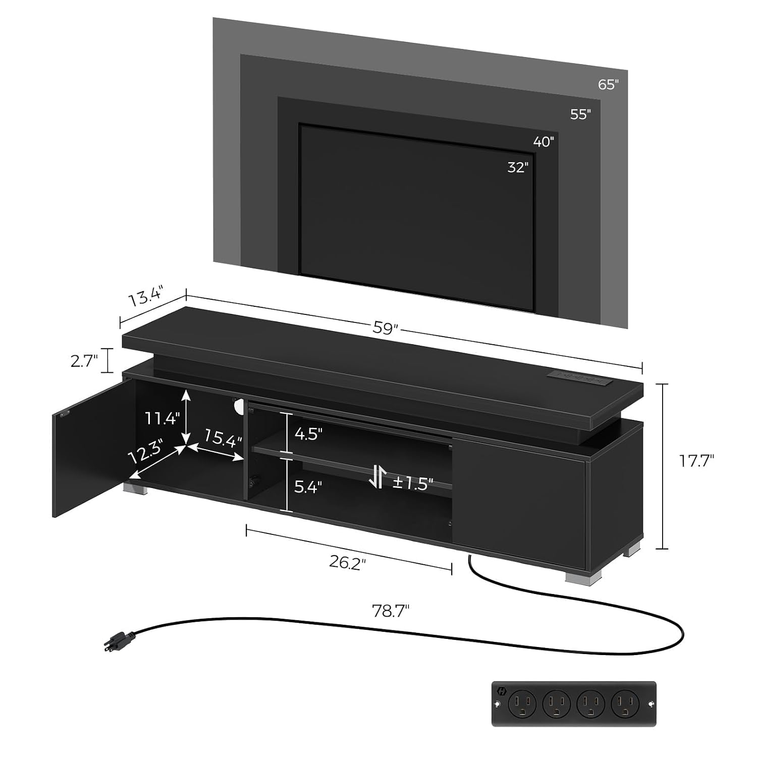 TV-meubel met stopcontact & LE - Gaming Console Entertainment Center recensie en prijs