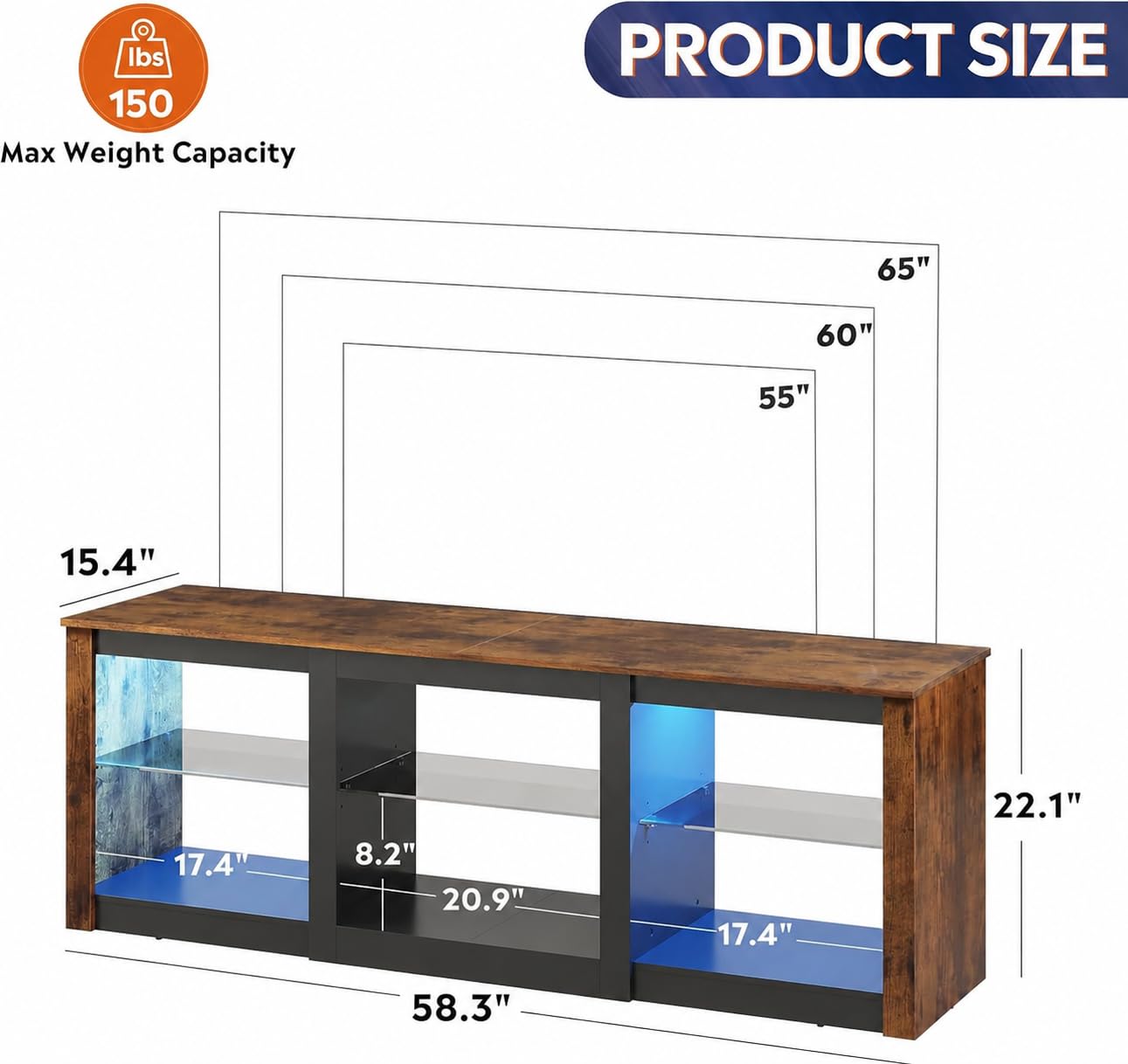 LED TV-meubel met glazen plank - Gaming Console Entertainment Center recensie en prijs